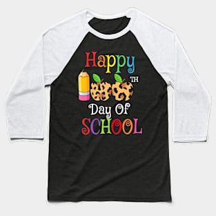 Happy 100Th Day Of School Leopard Print Teacher Student Baseball T-Shirt